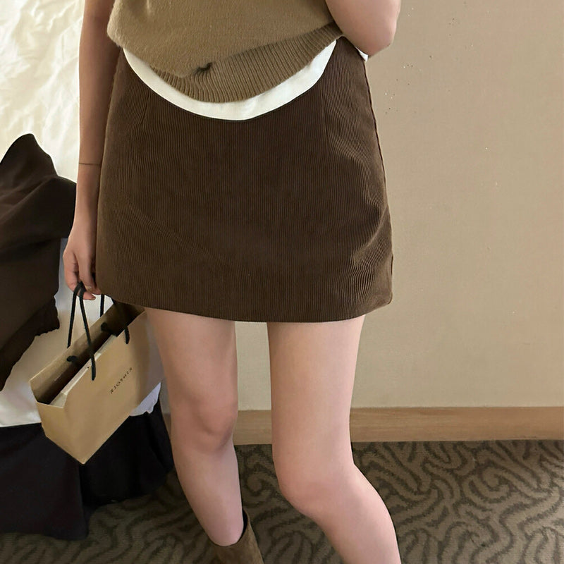 A-line Corduroy Casual Skirt