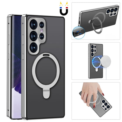Magnetic Double-Sided Protection Metal Frame Phone Case With Invisible MagSafe Bracket For Galaxy/iPhone