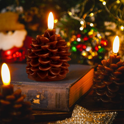 🔥Flameless Pinecone Candles Battery Operated with 6 Hour Timer