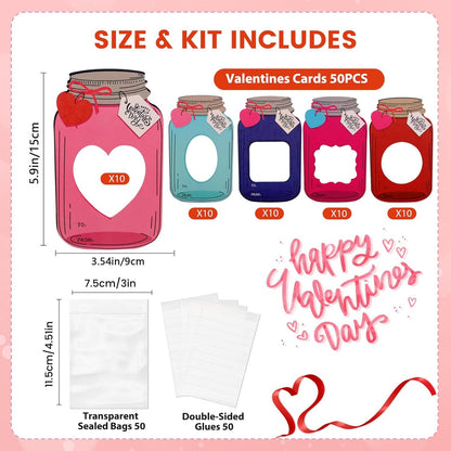 🔥LAST DAY 50% OFF - 💖Mason Jar Happy Valentines Day Cards🍬