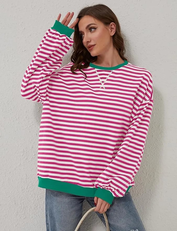 🎁Last Day Sale 50% OFF🏆️2024 Womens Stripes Color Block Sweatshirts