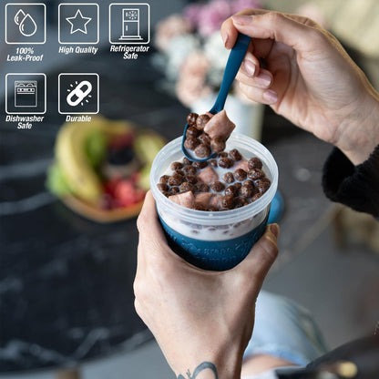 On-The-Go Yogurt & Cereal Cups with Lids and Spoon
