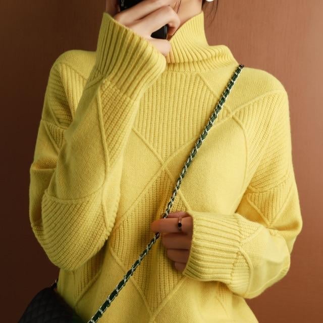 Loose Turtleneck Sweater Cardigan