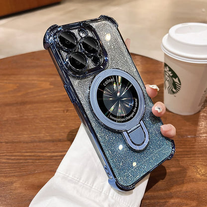 🔥New In Phone Case for iPhone 16 Series - Four Corners Air Cushion Anti-fall Case for iPhone with Invisible Ring Stand