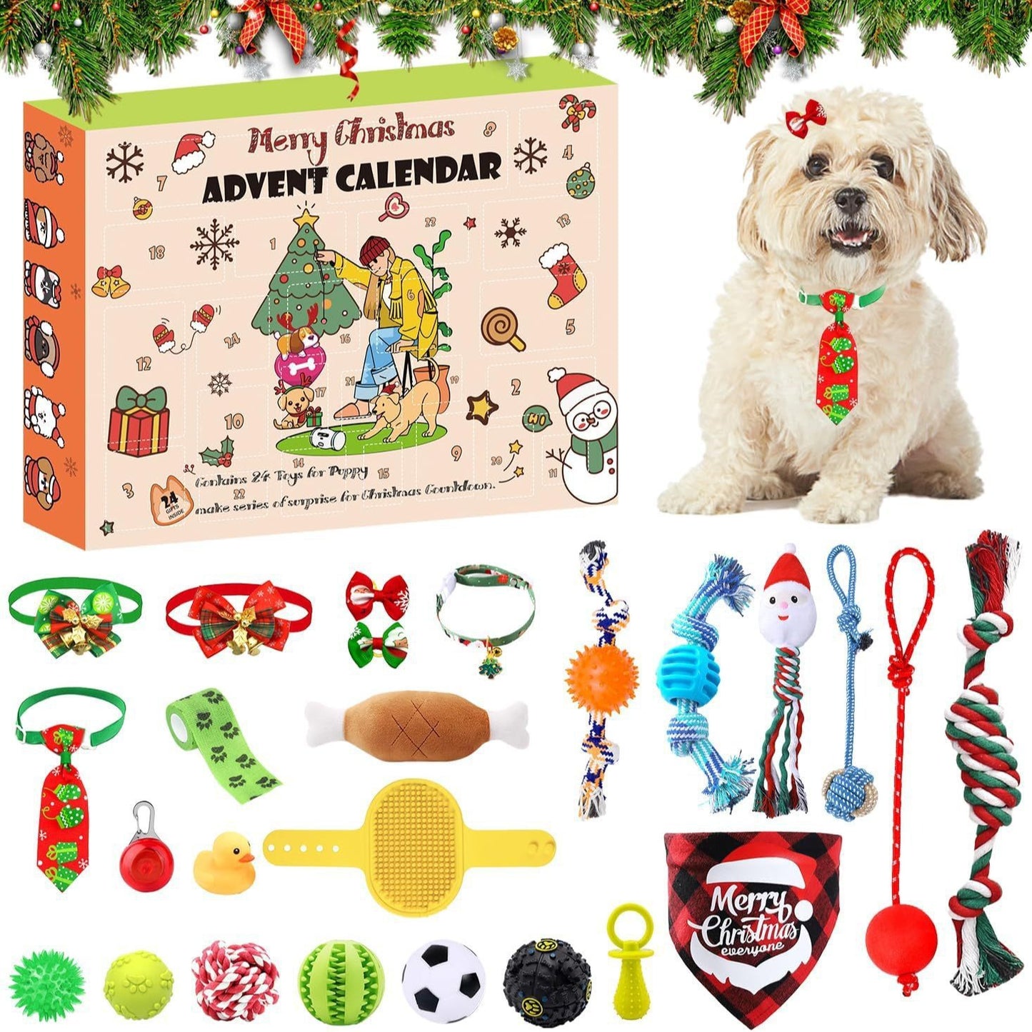 🔥Last 48 hours 57% OFF - 🐱2024 Christmas Countdown Pet Toys Advent Calendar
