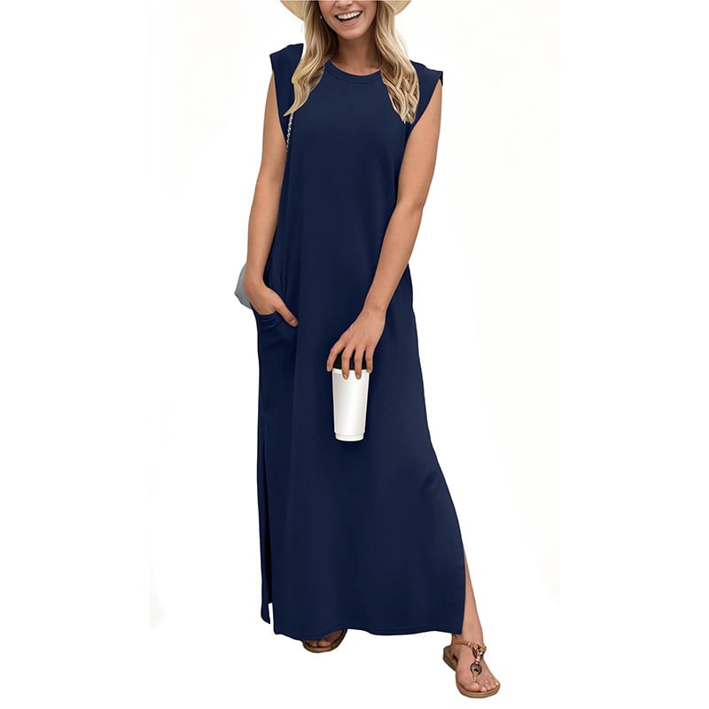 ⏰HOT SALE-WOMEN SUMMER CASUAL LOOSE SPLIT WRINKLE-FREE LONG DRESS