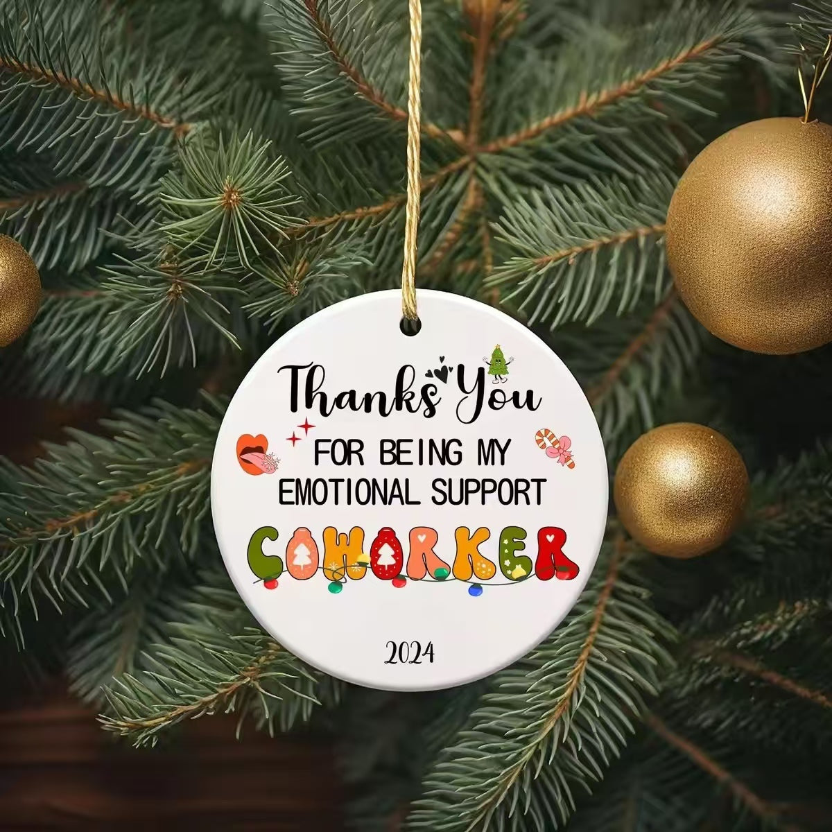 🎅Christmas Ornament for Coworker & Best Friend-Emotional Support💕