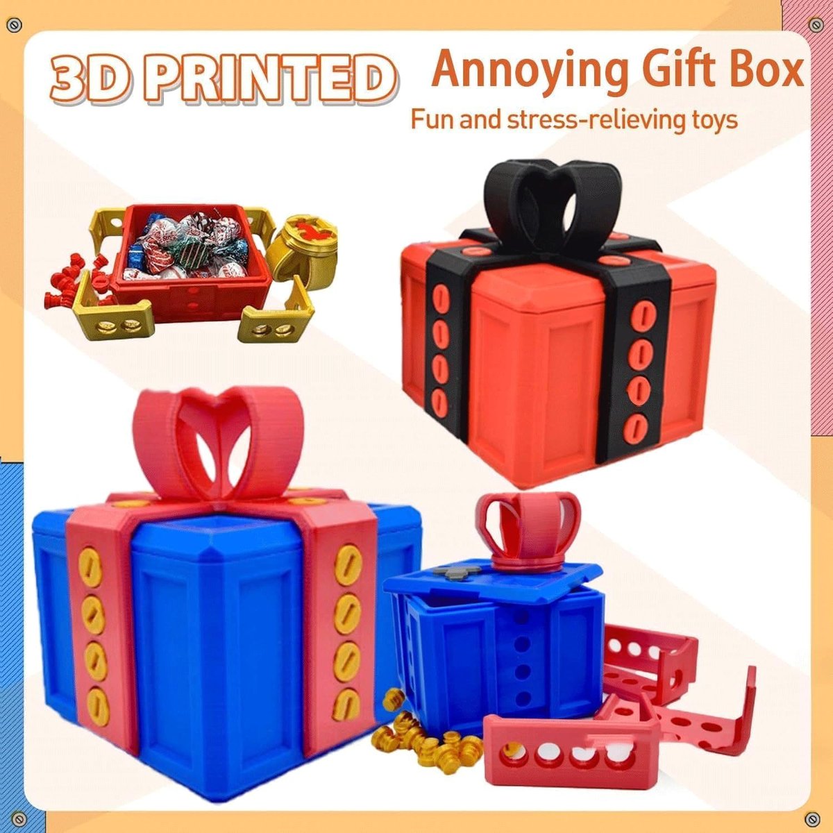 🎁 3D Printed Annoying Gift Box Ornaments 😂 - Ideal for Pranks and Mischief!