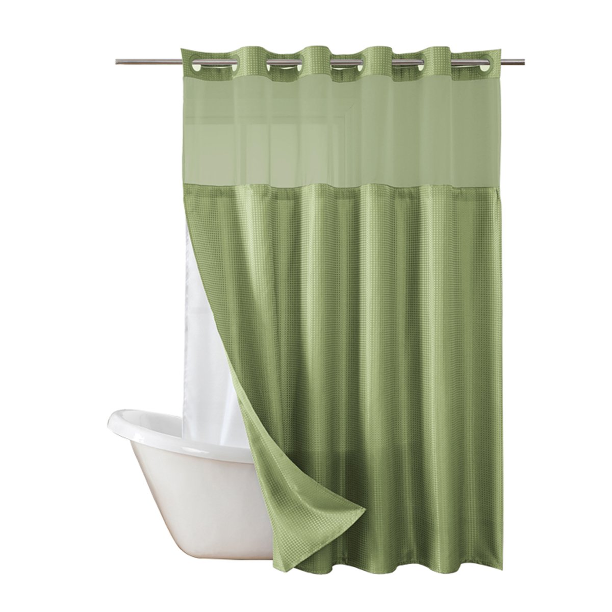 🔥🔥No Hook Shower Curtain with Snap in Liner
