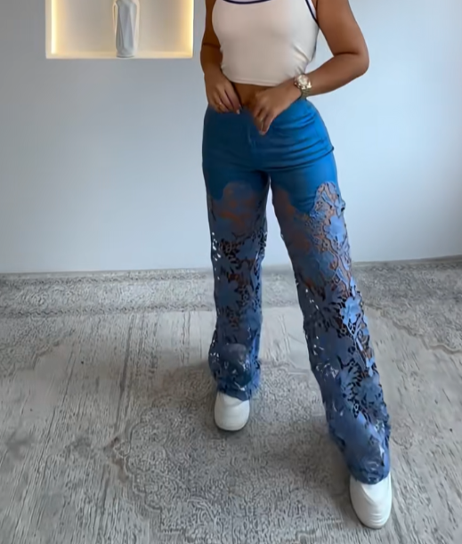 Women's Lace Patchwork Casual Jeans