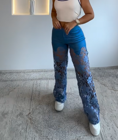Women's Lace Patchwork Casual Jeans