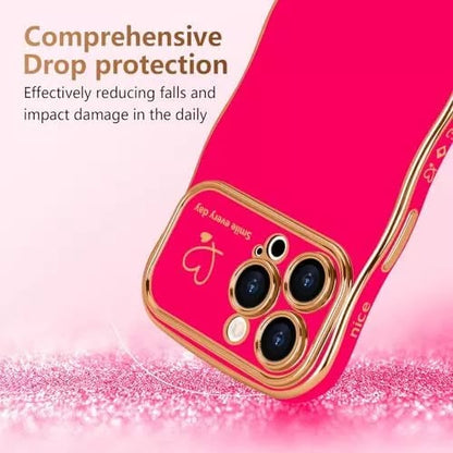 (🔥Last Day 60% OFF) - Stylish Wave Edged Electroplated Heart Lens Protector Anti-Drop Case for iPhone