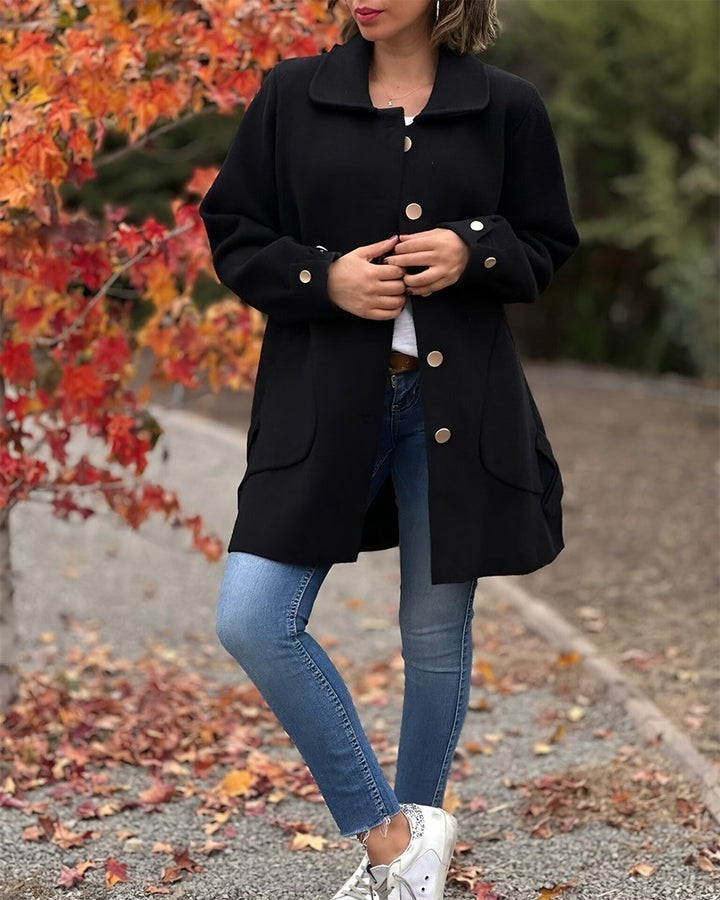 Women's Solid Color Casual Side Bow Coat