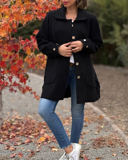 Women's Solid Color Casual Side Bow Coat