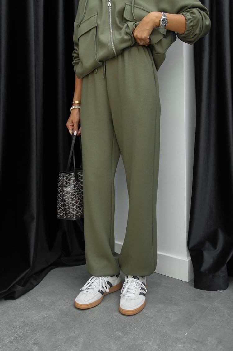 Zipper Hoodie and Elastic Waist Set