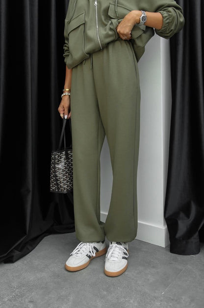 Zipper Hoodie and Elastic Waist Set