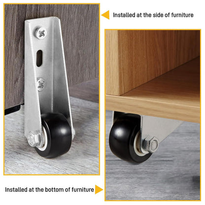 Low-Profile Side-Mount Caster Wheels for Furniture