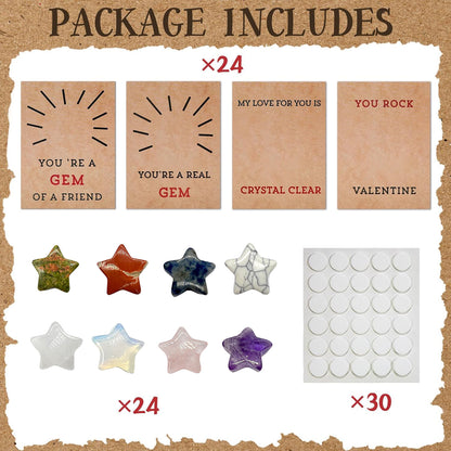 24pcs Cards with Star-Shape -Valentines Day Gifts for Kids