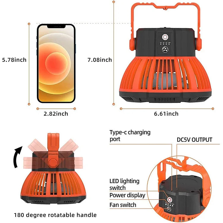 🤩Portable Camping Fan with LED Lantern👍Buy 2 Save 15%