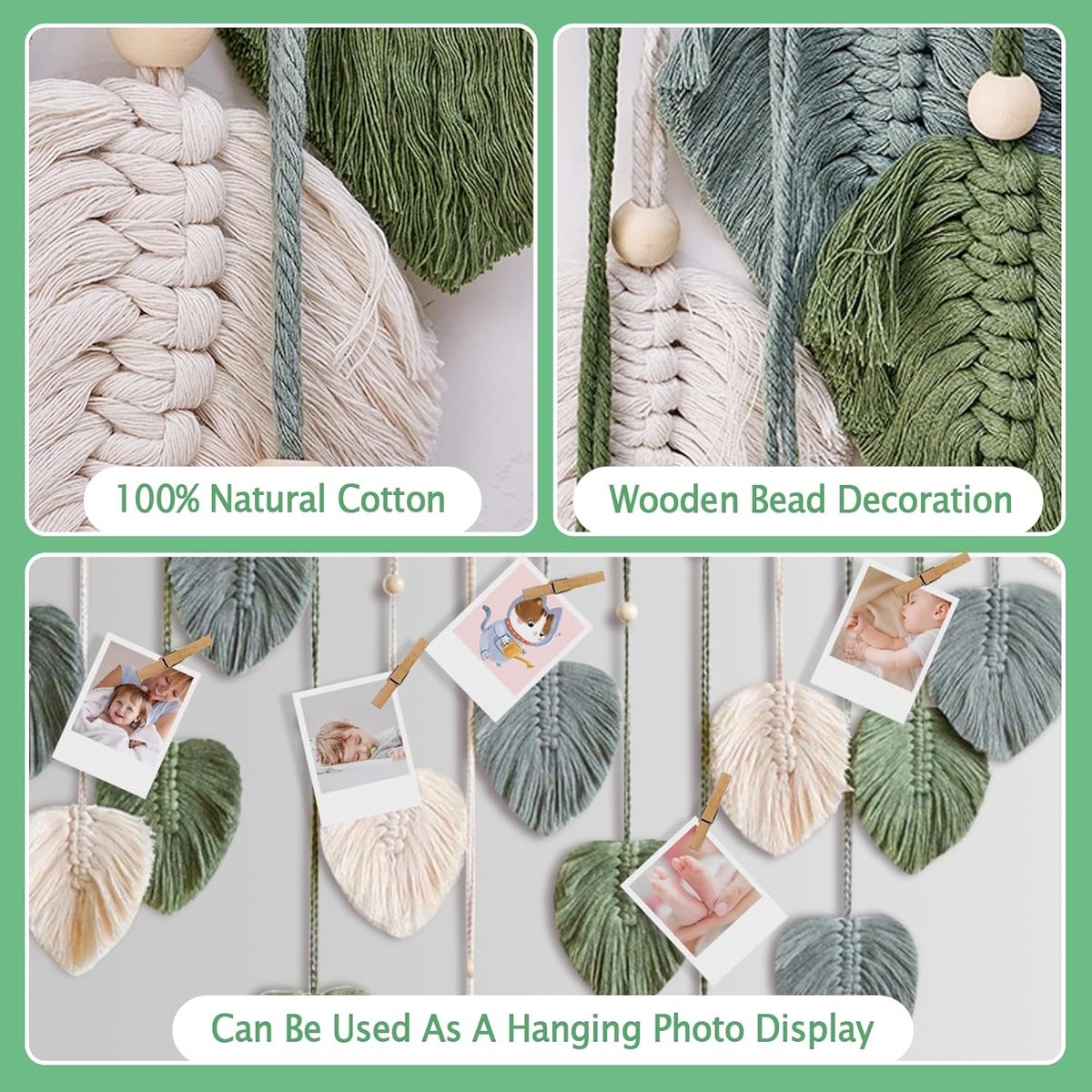 🌿Large Boho Handwoven Macrame Leaf Wall Hanging Decor✨