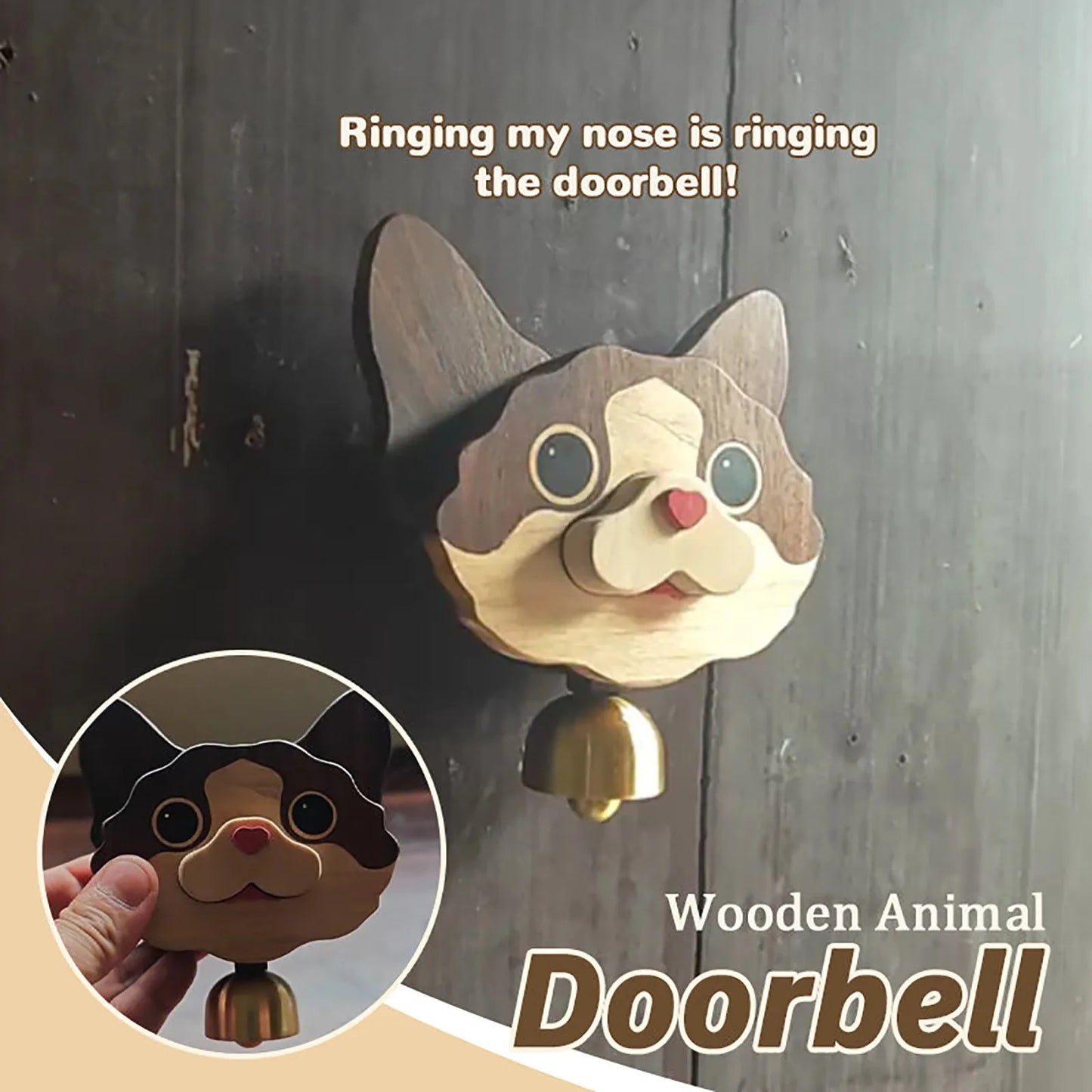 Wooden Shiba Inu Wind Chime Doorbell