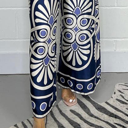 🌷Women's Fashion Satin Elegant Printed Wide Leg Pants✨