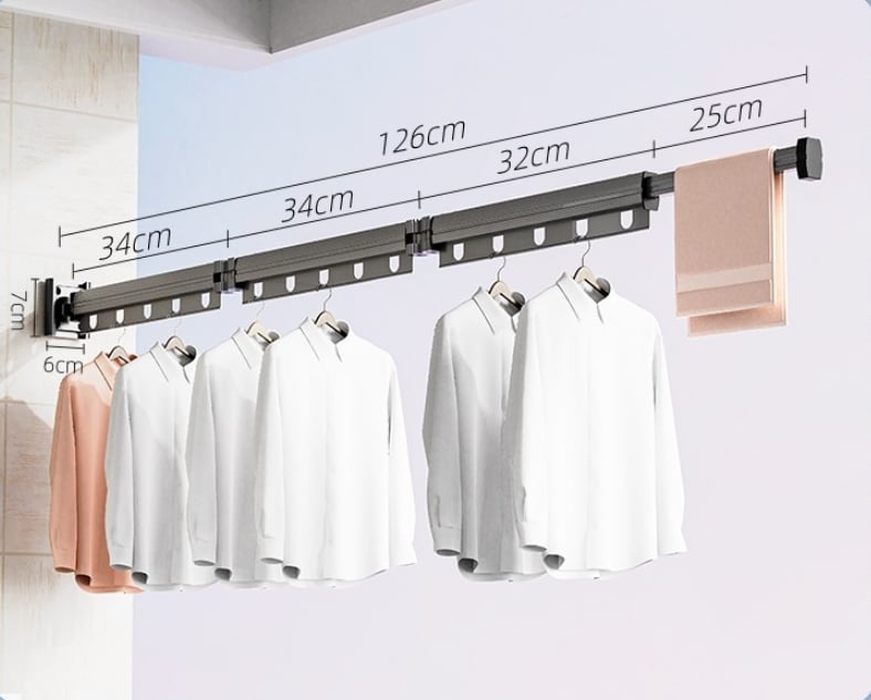 [Ready to use] Suction Cup Wall Mount Folding Clothes Drying Rack