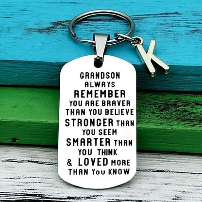 💓 To My Grandson Granddaughter Gift Lettering Keychain