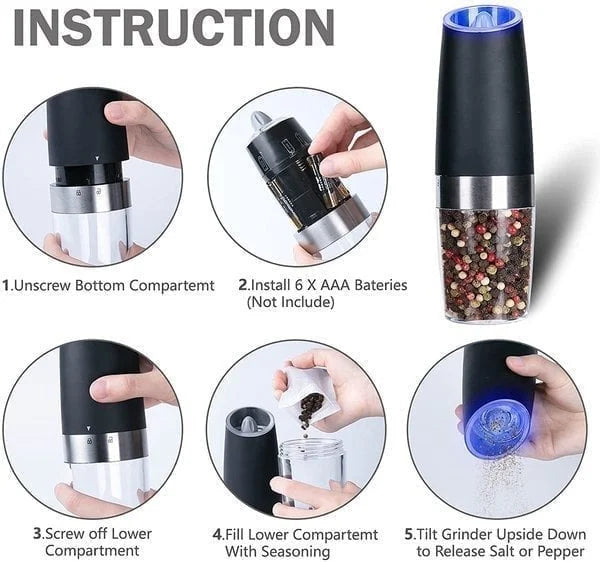 Sale 49% OFF - Automatic Electric Gravity Induction Salt & Pepper Grinder