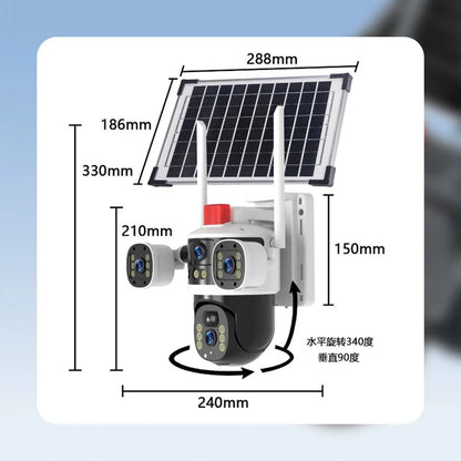 💥2025 New Hot Sale🎥 Triple-Lens Solar 360° Dome Camera✈️ free shipping