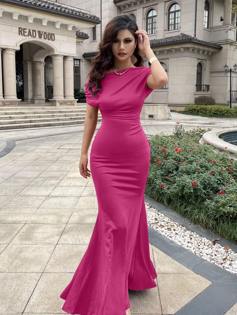 2025 WOMEN'S ELEGANT SLEEVELESS OFF SHOULDER BODYCON LONG FORMAL PARTY EVENING DRESS