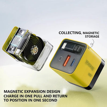 3 in 1 GaN Charger,Scalable 80W MAX fast charger module with Type-C cable and 2 USB ports