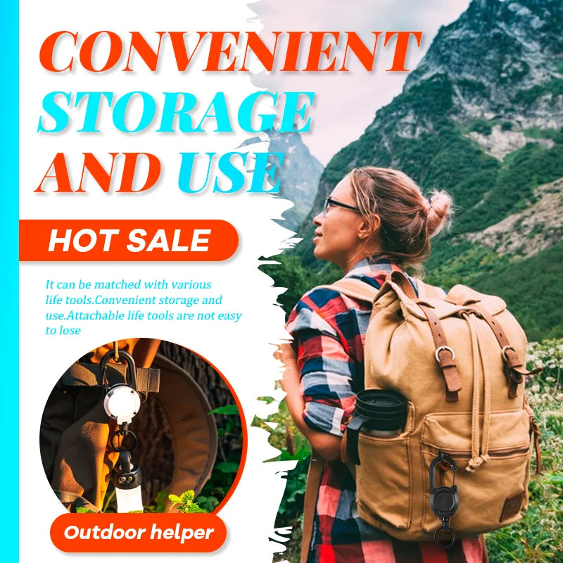 Outdoor Automatic Retractable Wire Rope Lure Tactical Keychain