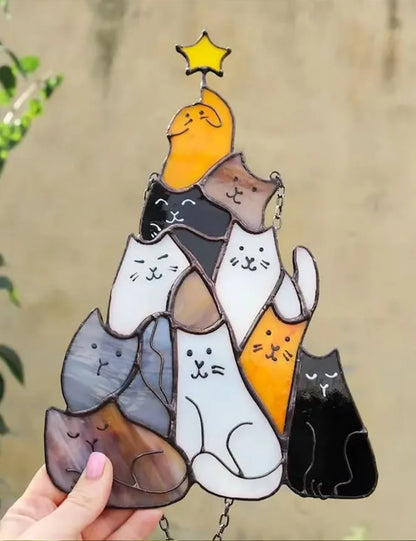 🎄Early Sale-50% OFF😻Cat Christmas Tree Suncatcher Ornament