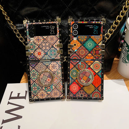 Retro Boho Style Ring Case With Lanyard for Samsung Galaxy Z Flip 3/4/5