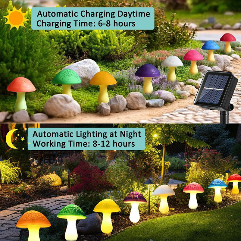 Solar-Powered Mushroom Garden Lights