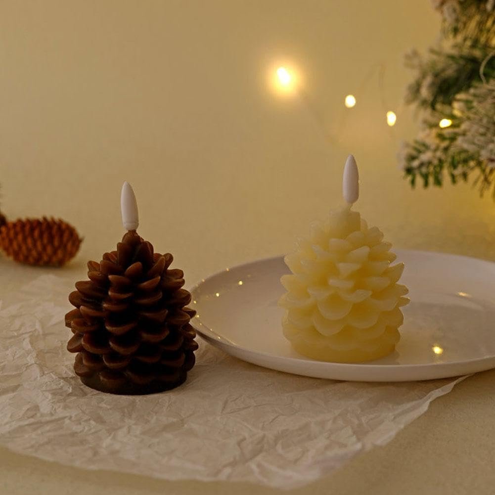 🔥Flameless Pinecone Candles Battery Operated with 6 Hour Timer