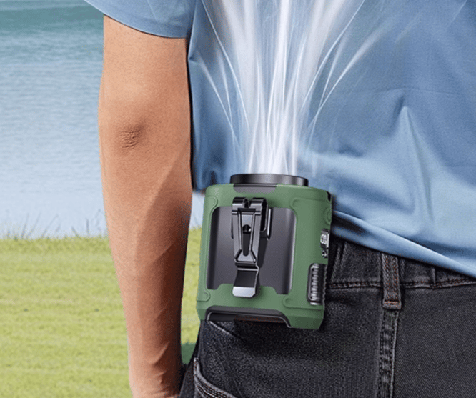 Portable Waist Clip & Neck Fan | USB Rechargeable with LED & Power Bank