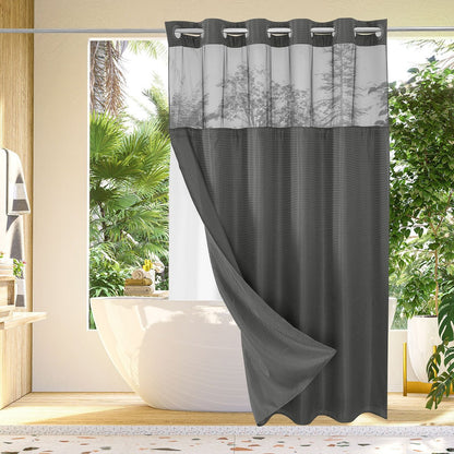🔥🔥No Hook Shower Curtain with Snap in Liner