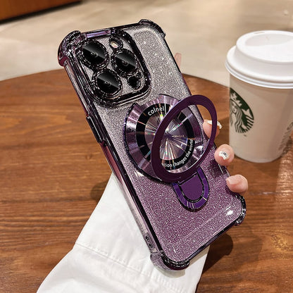 🔥New In Phone Case for iPhone 16 Series - Four Corners Air Cushion Anti-fall Case for iPhone with Invisible Ring Stand