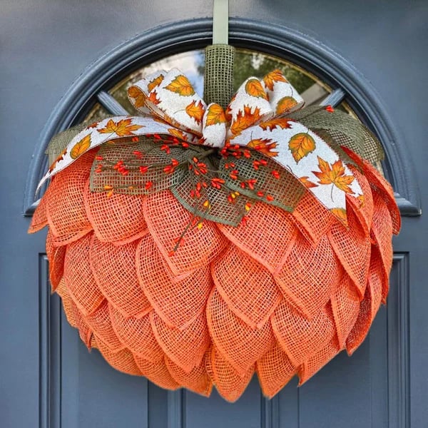 🔥Fall Hot Sale 49%OFF🎃Handmade Halloween Pumpkin Wreath For Front Door