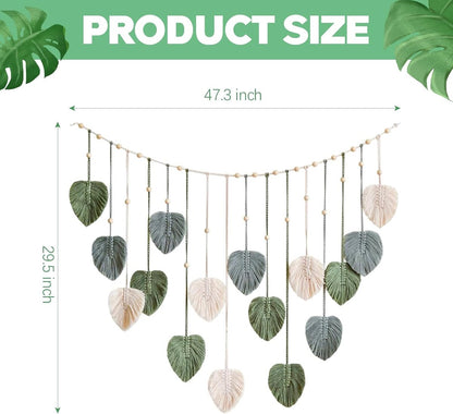 🌿Large Boho Handwoven Macrame Leaf Wall Hanging Decor✨