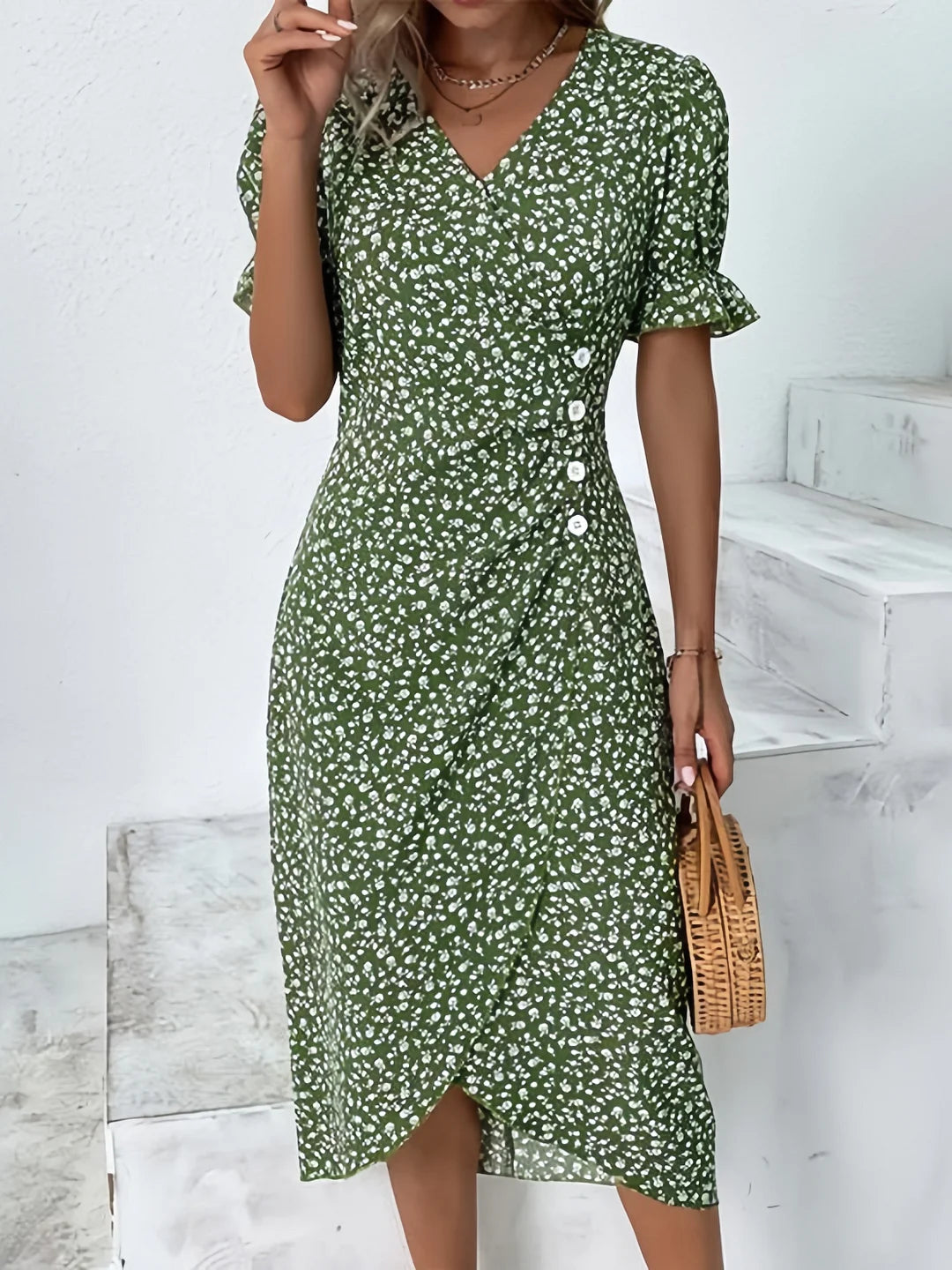 🌷49% OFF🍃Women's floral v-neck printed dress