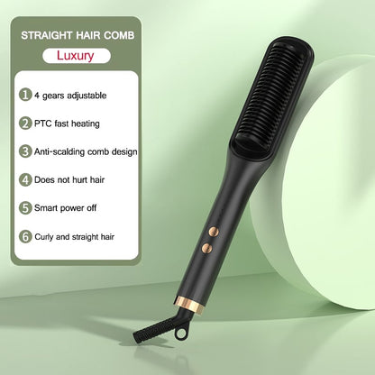 Pro Steam Straightener Brush-Ultimate Hair Hydration and 3X Faster Straightening