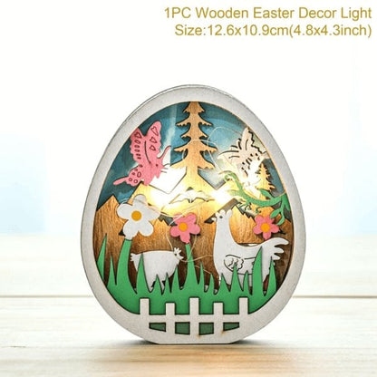 Wooden Easter Decor LED Light