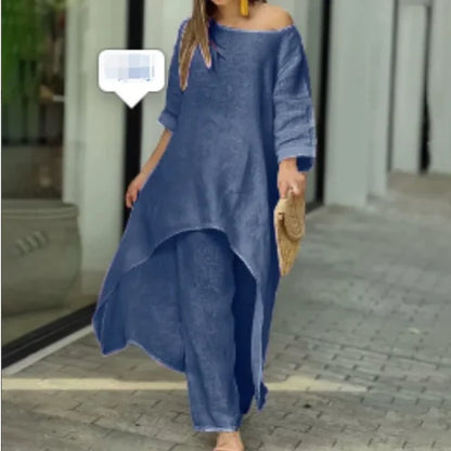 💥Last Day Promotion 49% OFF💥💕Women's Solid Color Cotton Linen Fashionable Casual Suit💃💃