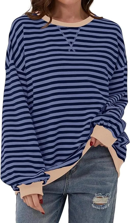 🎁Last Day Sale 50% OFF🏆️2024 Womens Stripes Color Block Sweatshirts