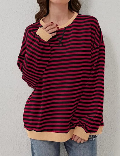 🎁Last Day Sale 50% OFF🏆️2024 Womens Stripes Color Block Sweatshirts