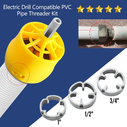 🎉Last Day Clearance Sale - 49% OFF🌲Electric Drill Compatible PVC Pipe Threader Kit with Various Die Sizes