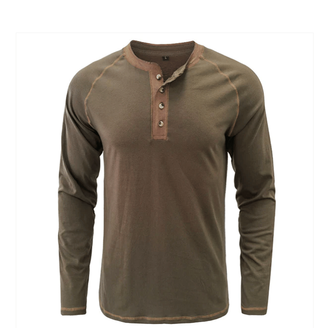 Soft Cotton Fabric Henley Collar T-Shirt
